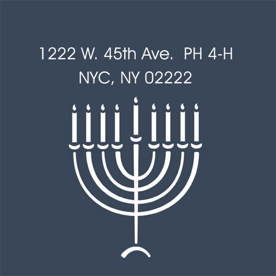 Menorah Blue Square Address Labels